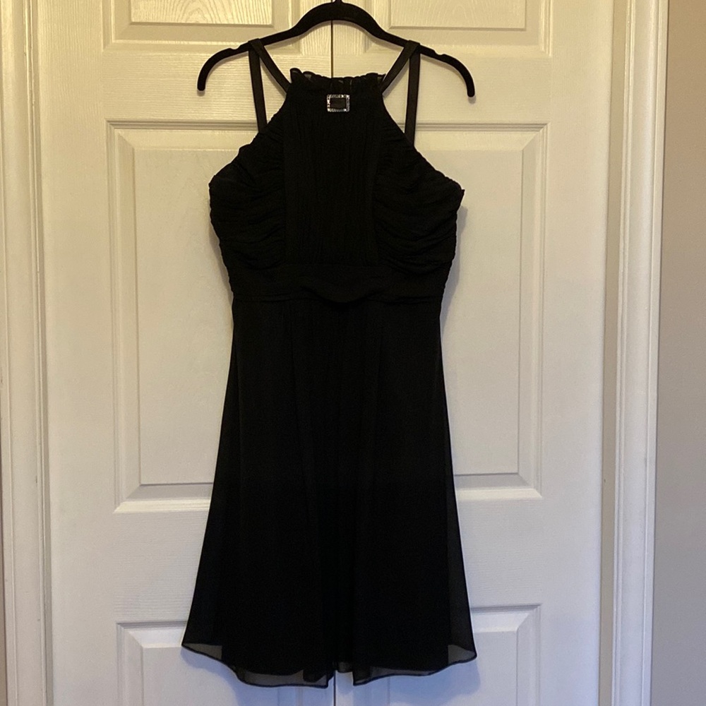 Black formal high neck halter dress